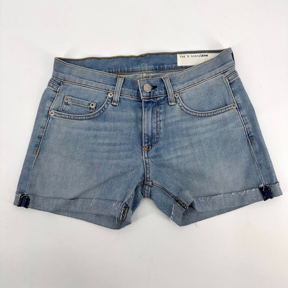 Rag & Bone Light Wash Cuffed Jean Short WMNS 25 Blue Denim Low Rise Wiley Casual